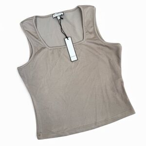 Bagatelle Collection Women’s Size L Beige Taupe Knit Top Sleeveless Square Neck